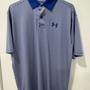Under Armour Men's Blue and White Polo Shirt